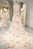 Ndyad 16 ?? Strapless A-line Floral Prom Dress &Wedding Dress- ?? Gorgeous Embroidery Applique & Tulle Evening for Birthday, Graduation HZ1024