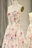 Ndyad 16 ?? Strapless A-line Floral Prom Dress &Wedding Dress- ?? Gorgeous Embroidery Applique & Tulle Evening for Birthday, Graduation HZ1024