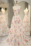 Ndyad 16 ?? Strapless A-line Floral Prom Dress &Wedding Dress- ?? Gorgeous Embroidery Applique & Tulle Evening for Birthday, Graduation HZ1024