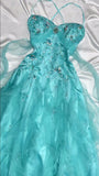 Ndyad 1950s Inspired Baby Princess Blue Prom Dress - Shimmering Sequins Tulle & Satin Ballgown for Formal Events HZ1024