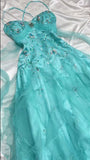 Ndyad 1950s Inspired Baby Princess Blue Prom Dress - Shimmering Sequins Tulle & Satin Ballgown for Formal Events HZ1024