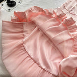 Ndyad Spring Pool Party Dress Pink Satin A-Line Short Prom Dress for Birthday &Homecoming HZ1024