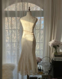 Ndyad White V-neck Chiffon Lace Applique Short Party Dress Elegant Bridesmaids Dress Homecoming Dress HZ1024