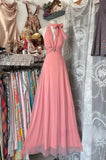 Ndyad V-neck Pink A-Line Party Dresses Backless Cocktail Party Dress HZ1024