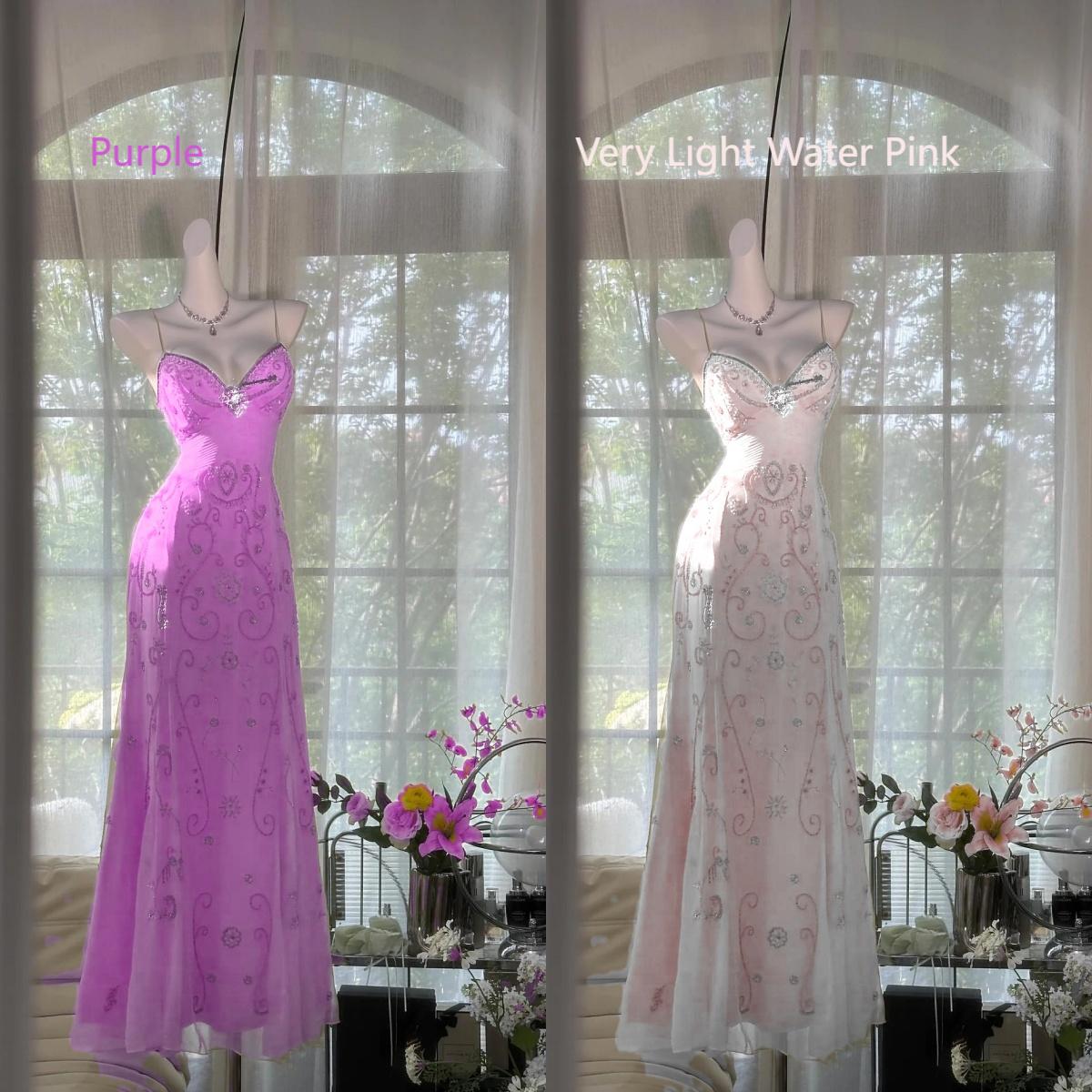 Ndyad Butter Yellow Spaghetti Straps A-line Tulle Beaded Long Prom Dresses Backless Evening Gowns HZ1024