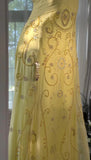 Ndyad Butter Yellow Spaghetti Straps A-line Tulle Beaded Long Prom Dresses Backless Evening Gowns HZ1024