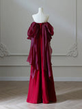 Ndyad Satin Burgundy Long Prom Dress, Burgundy Long Evening Dress HZ1024