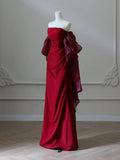 Ndyad Satin Burgundy Long Prom Dress, Burgundy Long Evening Dress HZ1024