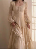 Ndyad Palace Style Lace Chiffon Prom Dresses Fairytale Birthday Evening Gowns HZ1024