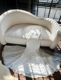 Ndyad White V-Neck Chiffon Beaded Mermaid Prom Dresses Vintage Evening Gowns HZ1024