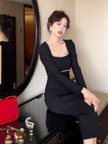 Ndyad minimalist square collar white dress HZ1024