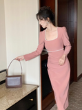 Ndyad minimalist square collar white dress HZ1024