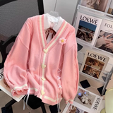 Ndyad Style 3D Flower Bow Cardigan Sweater HZ1024