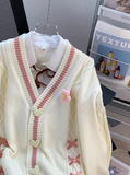 Ndyad Style 3D Flower Bow Cardigan Sweater HZ1024