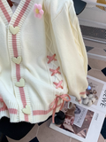 Ndyad Style 3D Flower Bow Cardigan Sweater HZ1024