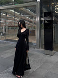 Ndyad style V-neck long-sleeved knitted dress HZ1024