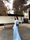 Ndyad style V-neck long-sleeved knitted dress HZ1024