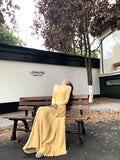 Ndyad style V-neck long-sleeved knitted dress HZ1024