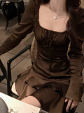 Ndyad Tea Break Square Neck Ruffled Skirt Dress HZ1024