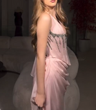 Ndyad Pink Halter Neck Sheath Satin Two Piece Prom Dresses Elegant Evening Gowns HZ1024