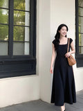 Ndyad simple A-line square neck long skirt HZ1024
