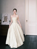 Ndyad Square Neck A-Line Beaded Long Prom Dresses Sweet Birthday Evening Gowns HZ1024