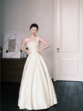 Ndyad Square Neck A-Line Beaded Long Prom Dresses Sweet Birthday Evening Gowns HZ1024