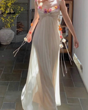 Ndyad style three-dimensional flower design suspender dress HZ1024