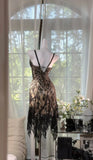 Ndyad Black Spaghetti Straps A-Line Lace Beaded Short Prom Dresses Vintage Evening Dresses HZ1024