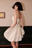 Ndyad White Strapless A-Line Short Homecoming Dress Birthday Dress HZ1024