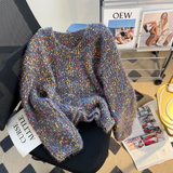 Ndyad colorful V-neck lantern sleeve sweater HZ1024