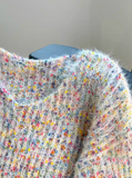 Ndyad colorful V-neck lantern sleeve sweater HZ1024
