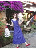 Ndyad Slim Tea Lace Square Neck Ruffle Edge Floral Dress HZ1024