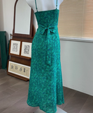 Ndyad retro floral ruffled temperament waist slit dress HZ1024