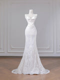 Ndyad Sweetheart Ivory Bridal Dress Lace Appliqu¨¦ Mermaid Wedding Dress Beaded Bridal Dress HZ1024