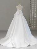 Ndyad Sweetheart Neck Satin White Long Prom Dress HZ1024