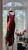 Ndyad Gradient Burgundy Sheath Evening Dress Vintage Chiffon Short Formal Dress HZ1024