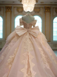 Ndyad Pink Off-the-shoulder Ball Gown Birthday Dress Tulle Beaded Long Prom Dress Applique Quinceanera Dress HZ1024