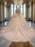 Ndyad Pink Off-the-shoulder Ball Gown Birthday Dress Tulle Beaded Long Prom Dress Applique Quinceanera Dress HZ1024