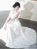 Ndyad A-Line Evening Dress Spaghetti Strap Formal Dress Modest Chiffon Prom Dress HZ1024