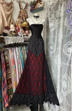 Ndyad Strapless Sheath Long Evening Dresses Black Formal Dresses Lace Prom Dresses HZ1024