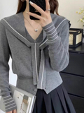 Ndyad Navy Collar Shawl Knit Cardigan HZ1024