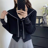 Ndyad Navy Collar Shawl Knit Cardigan HZ1024