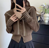 Ndyad Navy Collar Shawl Knit Cardigan HZ1024