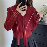 Ndyad Navy Collar Shawl Knit Cardigan HZ1024