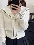 Ndyad Navy Collar Shawl Knit Cardigan HZ1024