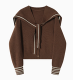 Ndyad Navy Collar Shawl Knit Cardigan HZ1024