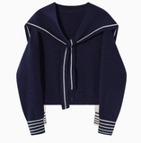 Ndyad Navy Collar Shawl Knit Cardigan HZ1024