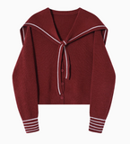 Ndyad Navy Collar Shawl Knit Cardigan HZ1024