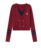Ndyad style fake two-piece V-neck sweater HZ1024